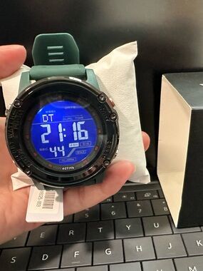 Activa Green Silicone Digital Sport Watch with Blue Display